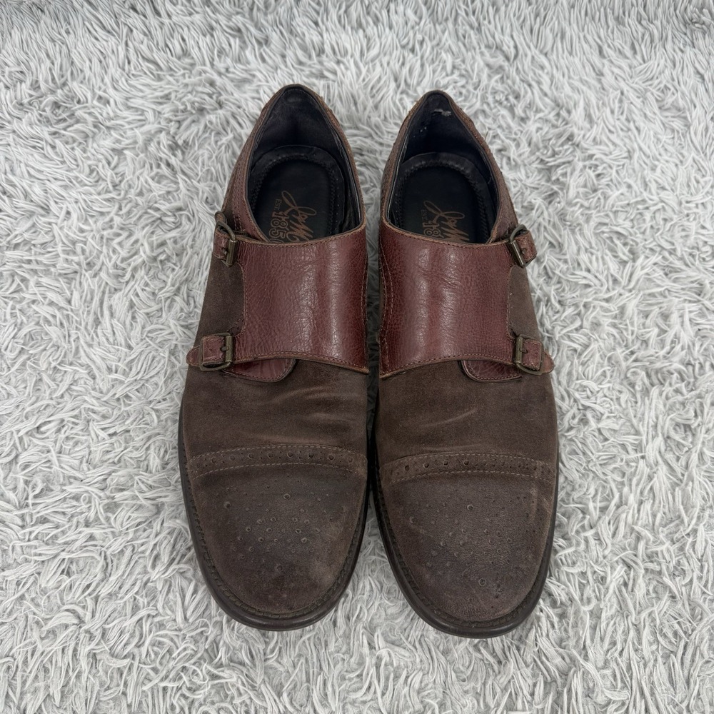 Johnston & Murphy Double Monk Strap Dress Shoes Two Tone Brown Suede Cap Toe 11M